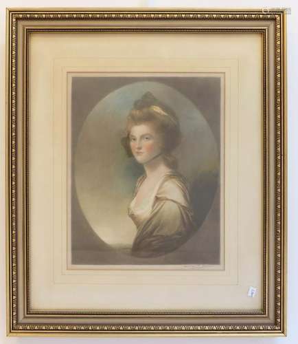 PORTRAIT PRINT SIGNED MEZZOTINT (GEORGE C. JAMES)