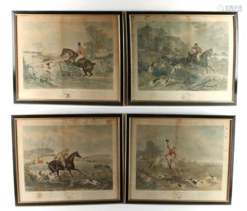 4 HUNT ENGRAVINGS THE FOX CHASE FC TURNER