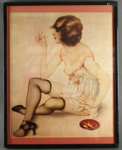 VARGAS WOMAN SMOKING CIGARETTE PRINT 1927