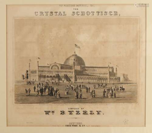 FRAMED CRYSTAL SCHOTTISCH SHEET MUSIC COVER 1853
