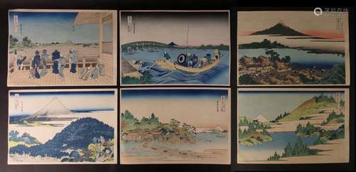 SIX JAPANESE PRINTS MT. FUJI