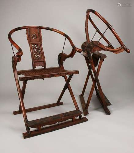 PAIR HUANGHUALI FOLDING CHAIRS