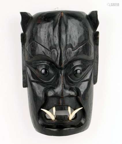 CARVED WOODEN DEMON MASK