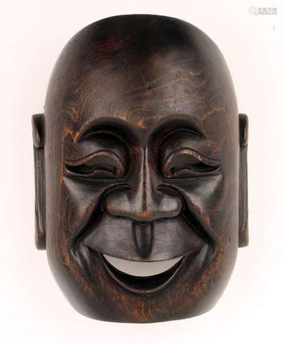 CARVED WOODEN HAPPY BUDDHA MASK