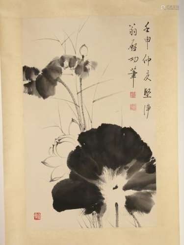 CHINESE LOTUS BLOSSOM SCROLL