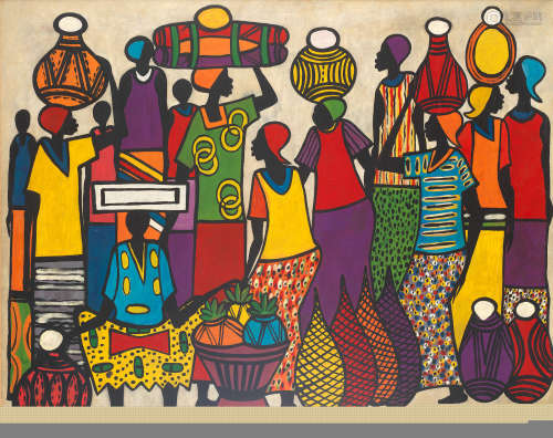 Market traders Francois Thango(Congolese, 1936-1981)