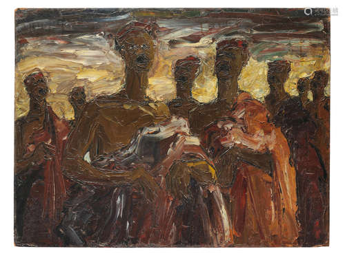 A gathering Ablade Glover(Ghanaian, born 1934)