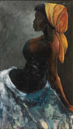 The orange headscarf Benedict Chukwukadibia Enwonwu M.B.E(Nigerian, 1917-1994)