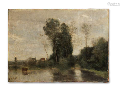 Jean-Baptiste-Camille Corot(French, 1796-1875) Les marais de Cuincy près de Douai