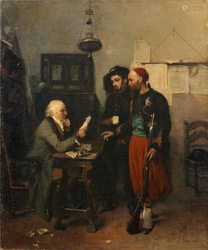 Gerolamo Induno(Italian, 1827-1890) Lettera dello Zuavo