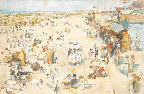 Isaac Israels(Dutch, 1865-1934) A busy day, Scheveningen beach