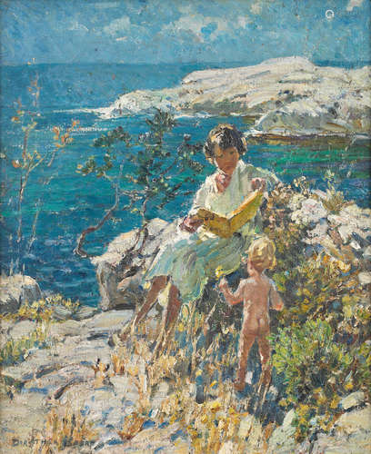 Dorothea Sharp, RBA, ROI(British, 1874-1955) Reading in the sun