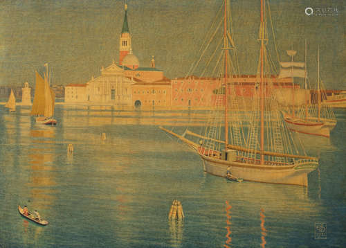 Joseph Edward Southall, RWS, NEAC, RBSA(British, 1861-1944) San Giorgio Maggiore, Venice