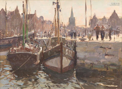 Edward Seago, RWS, RBA(British, 1910-1974) A Corner of the Inner Basin, Ostend