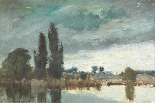 Edward Seago, RWS, RBA(British, 1910-1974) Poplars on Horning Reach