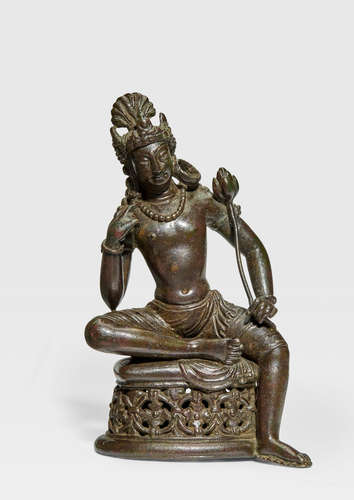 SWAT VALLEY, CIRCA 7TH CENTURY A SILVER INLAID COPPER ALLOY FIGURE OF AVALOKITESVARA