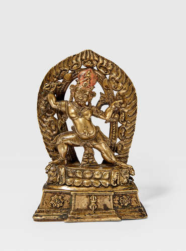 TIBET, 12TH/13TH CENTURY A BRASS SHRINE TO CANDA VAJRAPANI