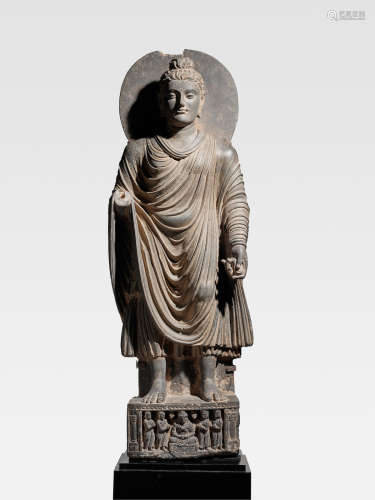 A SCHIST FIGURE OF BUDDHA  ANCIENT REGION OF GANDHARA, CIRCA 3RD CENTURY