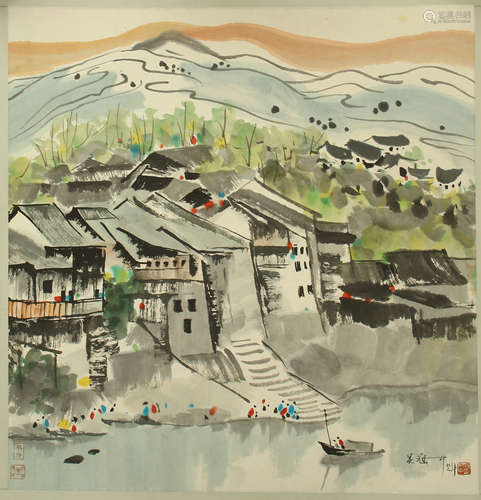 CHINESE SCROLL PAINTING OF LANDSCAPE