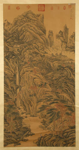 CHINESE SCROLL PAINTING OF MOUNTAIN VIEWS