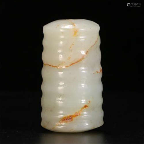 CHINESE ANCIENT JADE CONG ROUND VASE