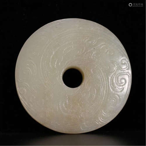 CHINESE ANCIENT JADE PHOENIX BI DISK