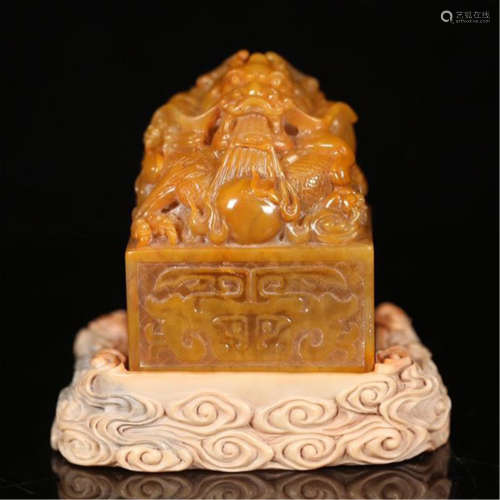 CHINESE TIANHUANG STONE DRAGON SEAL