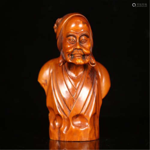 CHINES BOXWOOD FIGURE BUST