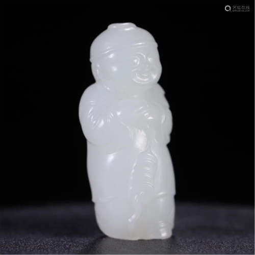 CHINESE WHITE JADE BOY TABLE ITEM