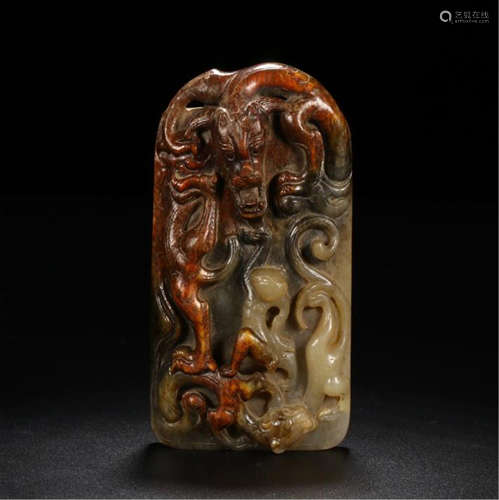 CHINESE ANCIENT JADE DRAGON PLAQUE