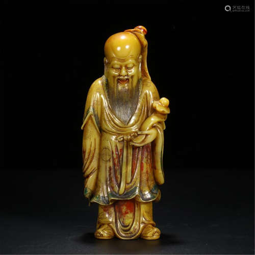 CHINESE TIANHUANG STONE STANDING MAN TABLE ITEM