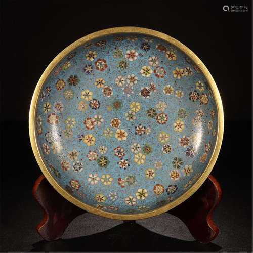 CHINESE CLOISONNE FLOWER PLATE