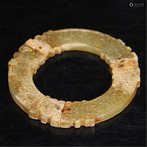 CHINESE ANCIENT JADE CIRCLE PLAQUE