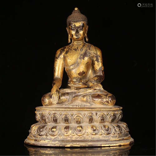 TIBETAN GILT BRONZE SEATED BHAISAJYAGURU