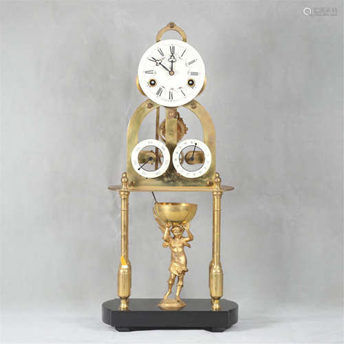 EUROPEAN GILT BRONZE TABLE CLOCK