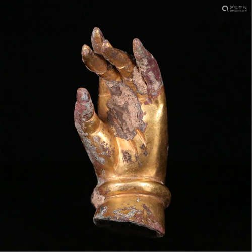 CHINESE GILT BRONZE BUDDHA HAND