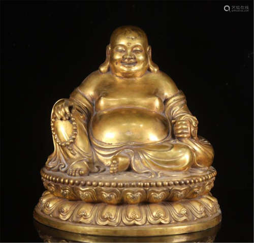 CHINESE GILT BRONZE SEATED BUDDHA