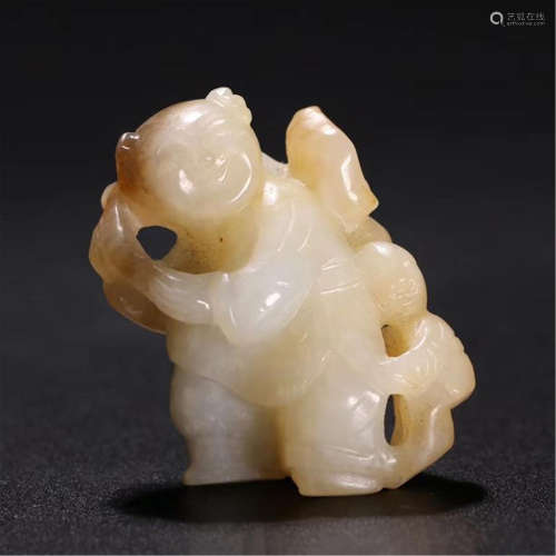 CHINESE ANCIENT JADE BOY TABLE ITEM