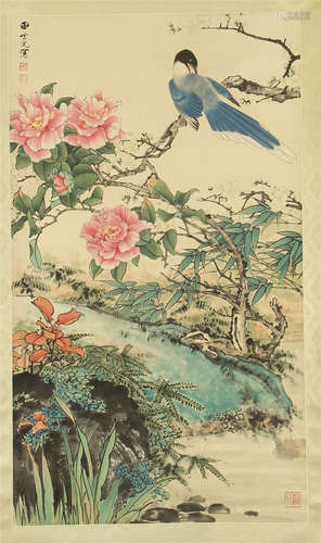 CHINESE SCROLL PAINTING OF BIRD AND FLOWER