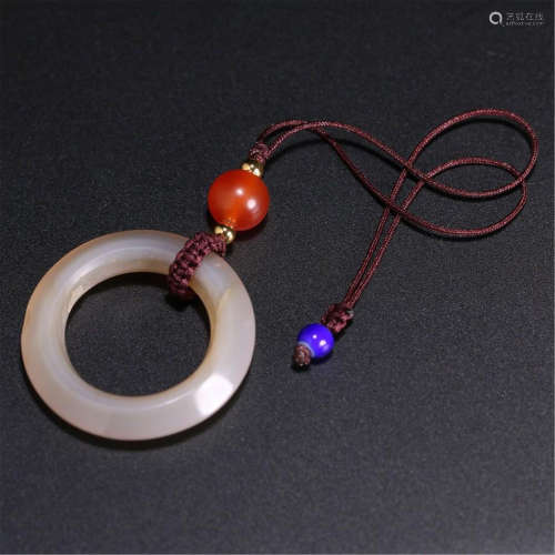 CHINESE ANCIENT AGATE RING PENDANT