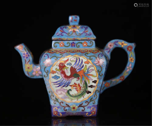 CHINESE COLOR PAINTED YIXING ZISHA CLAY TEA POT