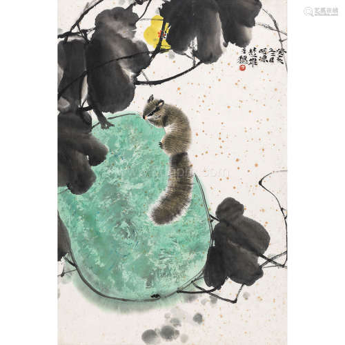 方楚雄 癸亥（1983年）作 松鼠冬瓜图 镜心 设色纸本
