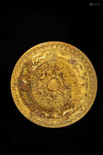 MONGOLIA ORDOS PURE GOLD ROUND PLATE