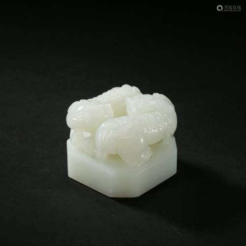 CHINESE WHITE JADE BEAST OFFICIAL SEAL