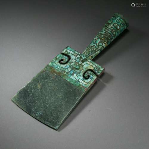 CHINESE TURQUOISE SPINACH JADE RITAL AXE