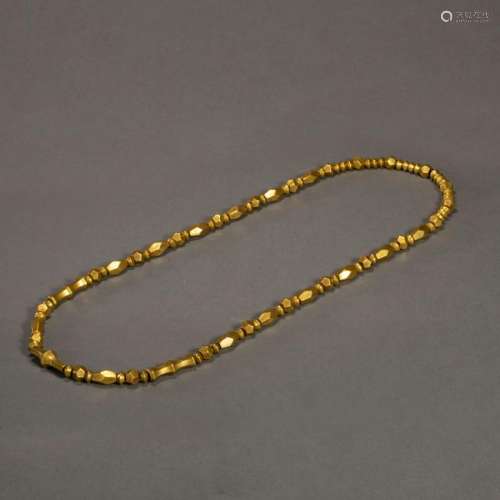 CHINESE PURE GOLD BEAD NECKLACE WARRING PERIOD