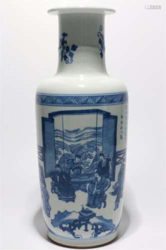 CHINESE PORCELAIN BLUE AND WHITE FIGURES AND STORY VASE