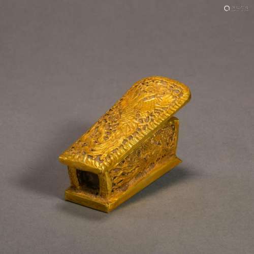 CHINESE GILT SILVER MOUNTED ROCK CRYSTAL COFFIN TABLE ITEM