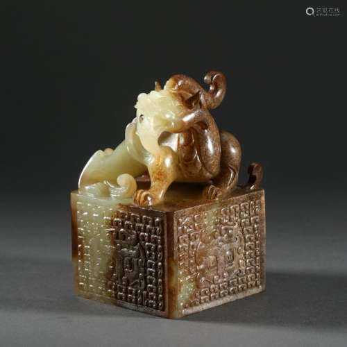 CHINESE NEPHRITE JADE DRAGON OFFICIAL SEAL