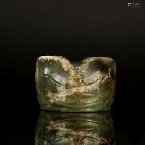 CHINESE ANCIENT JADE BEAST FACE CONG